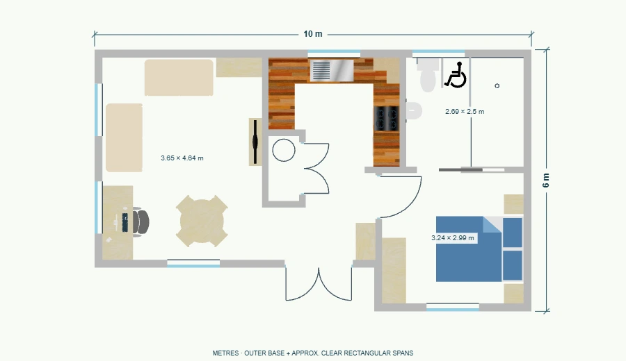 Recess 54 dimensioned floor plan