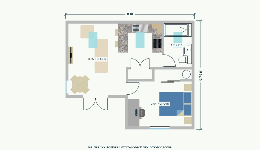 Stepped 47 dimensioned floor plan