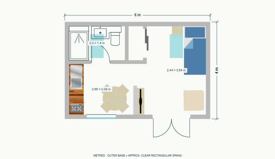 Compact 24 dimensioned floor plan