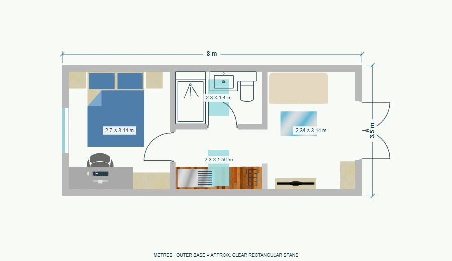 Slimline 28 dimensioned floor plan