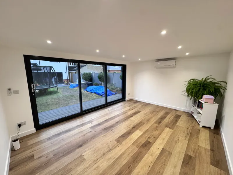 Completed SIP room with flooring, glazing and air conditioning