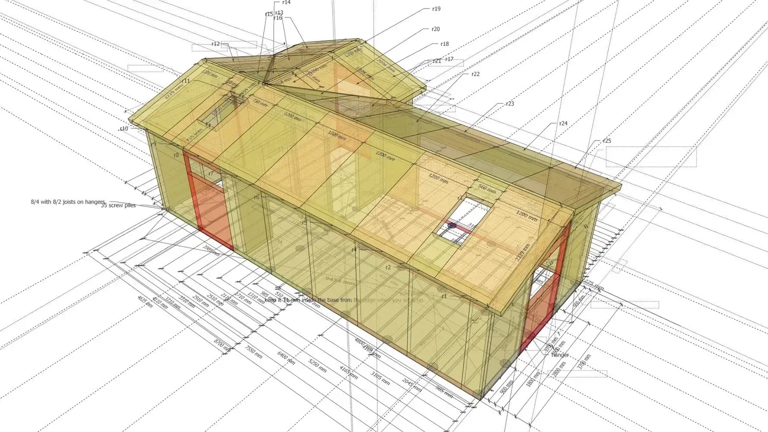 Garden-building design drawing from the TRJ portfolio
