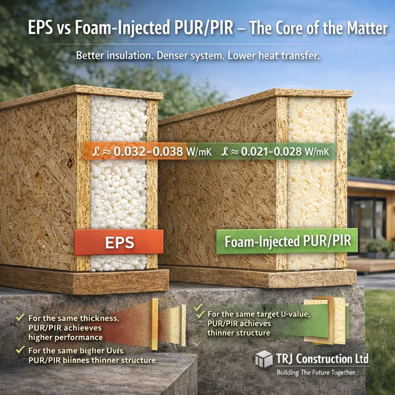 EPS and foam-injected PUR/PIR insulation core comparison