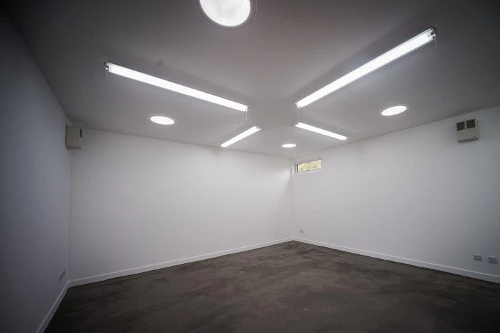 Roof light tubes and specialist lighting inside the Crouch End art studio