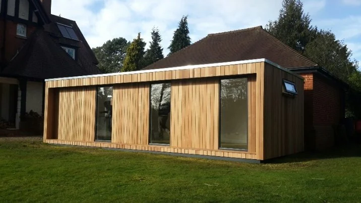 Long garden-office frontage — Englefield Green, Surrey