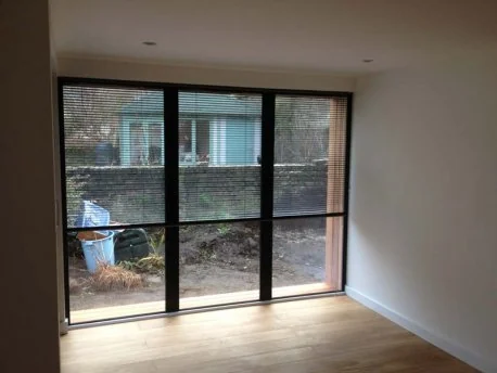 Sliding glazing and timber floor — Islington, London