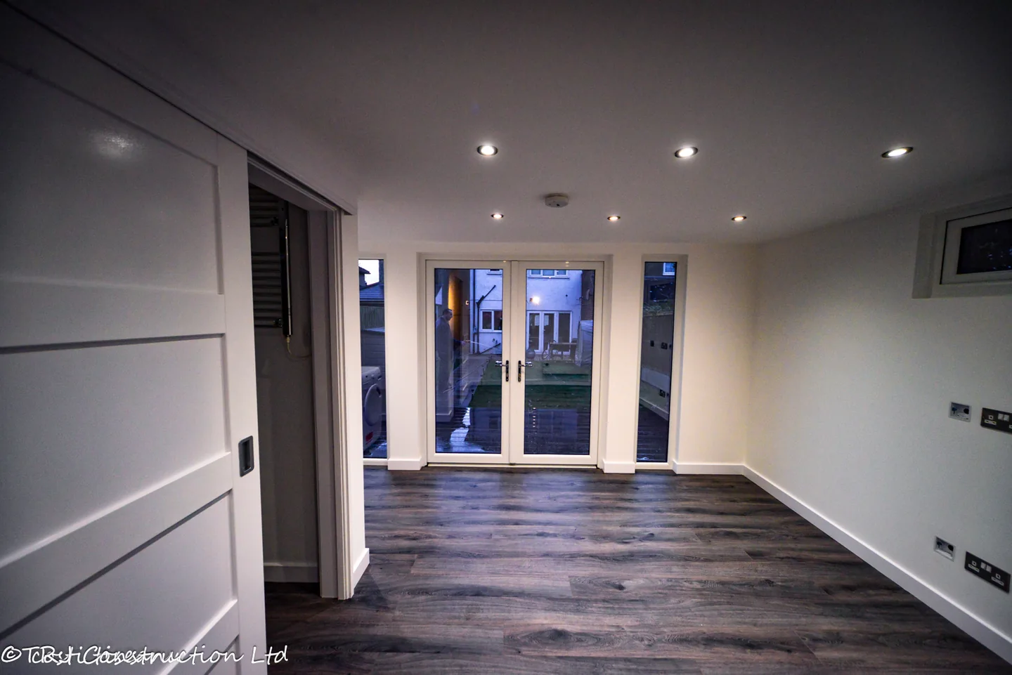 View from the ensuite doorway across the finished garden room