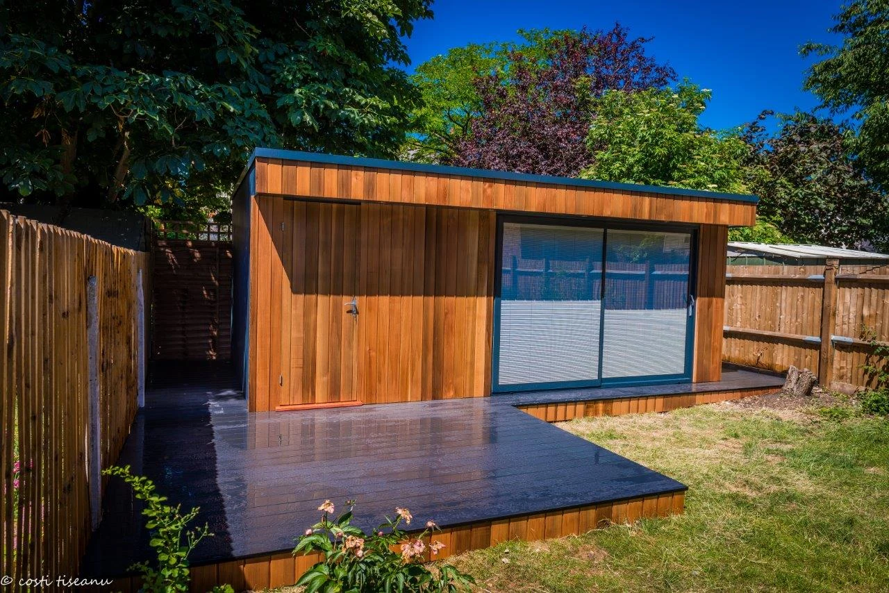 The London garden room and its large decked seating area
