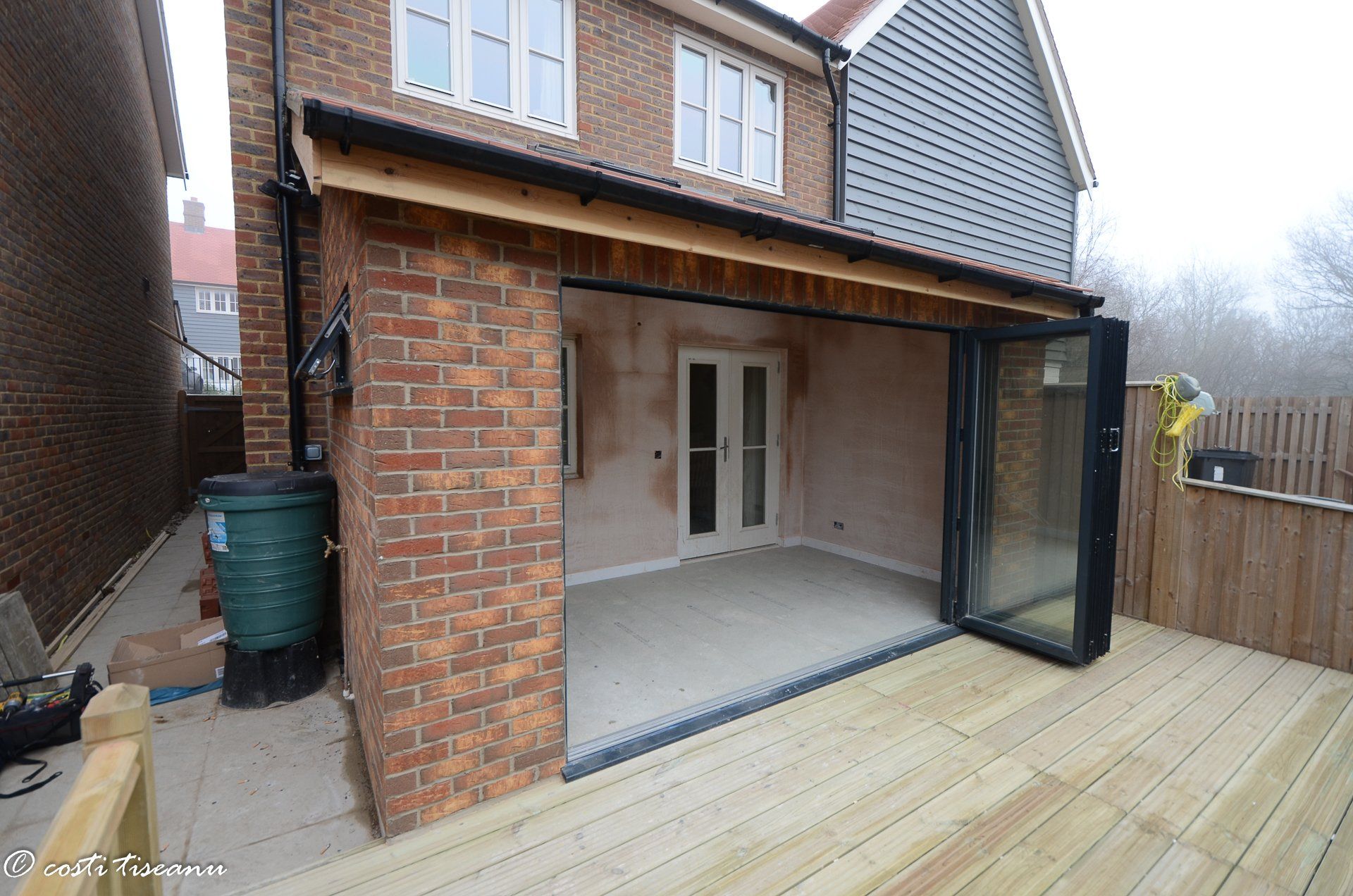 Rear extension with an open glazed doorway