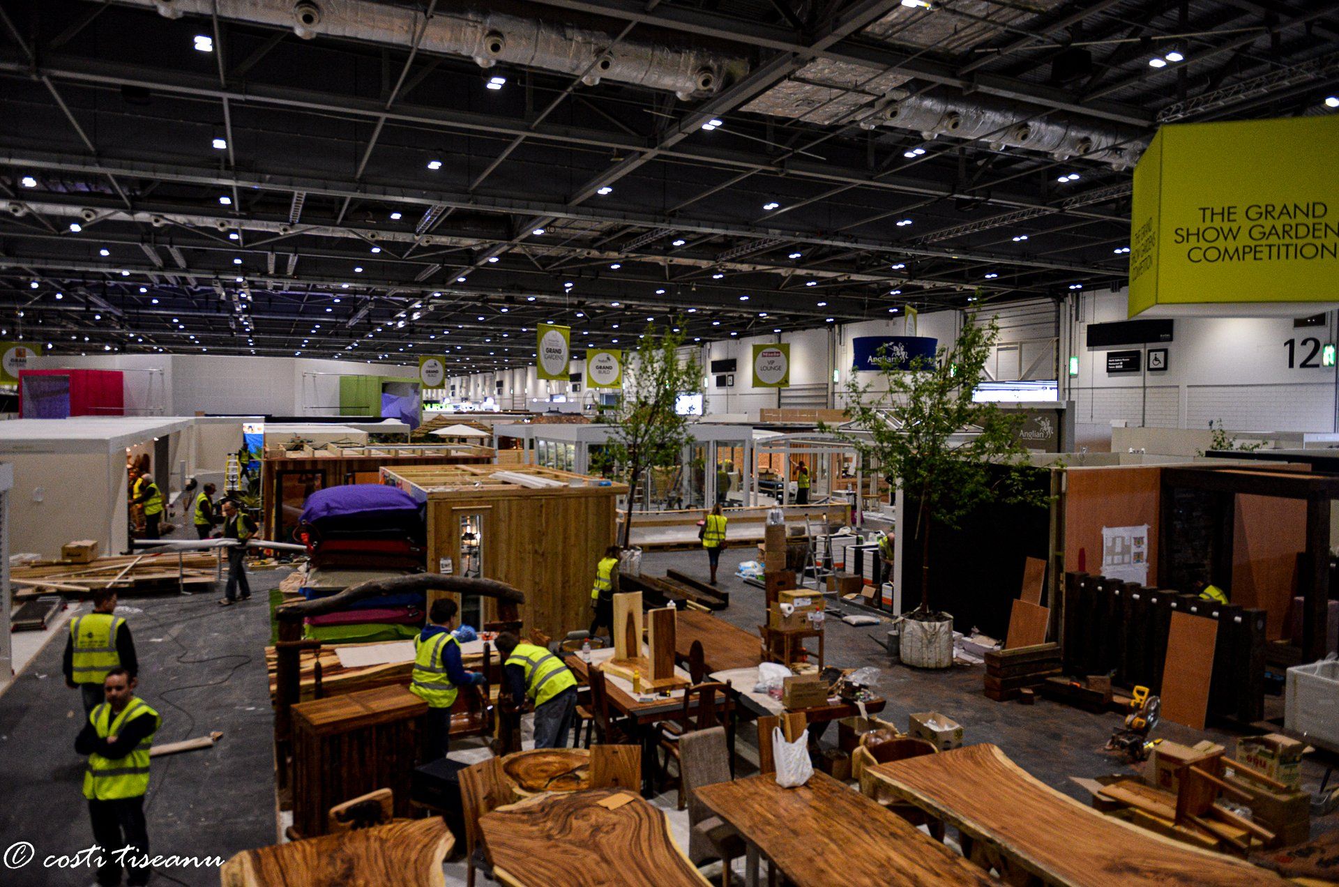 Materials and equipment during exhibition stand installation