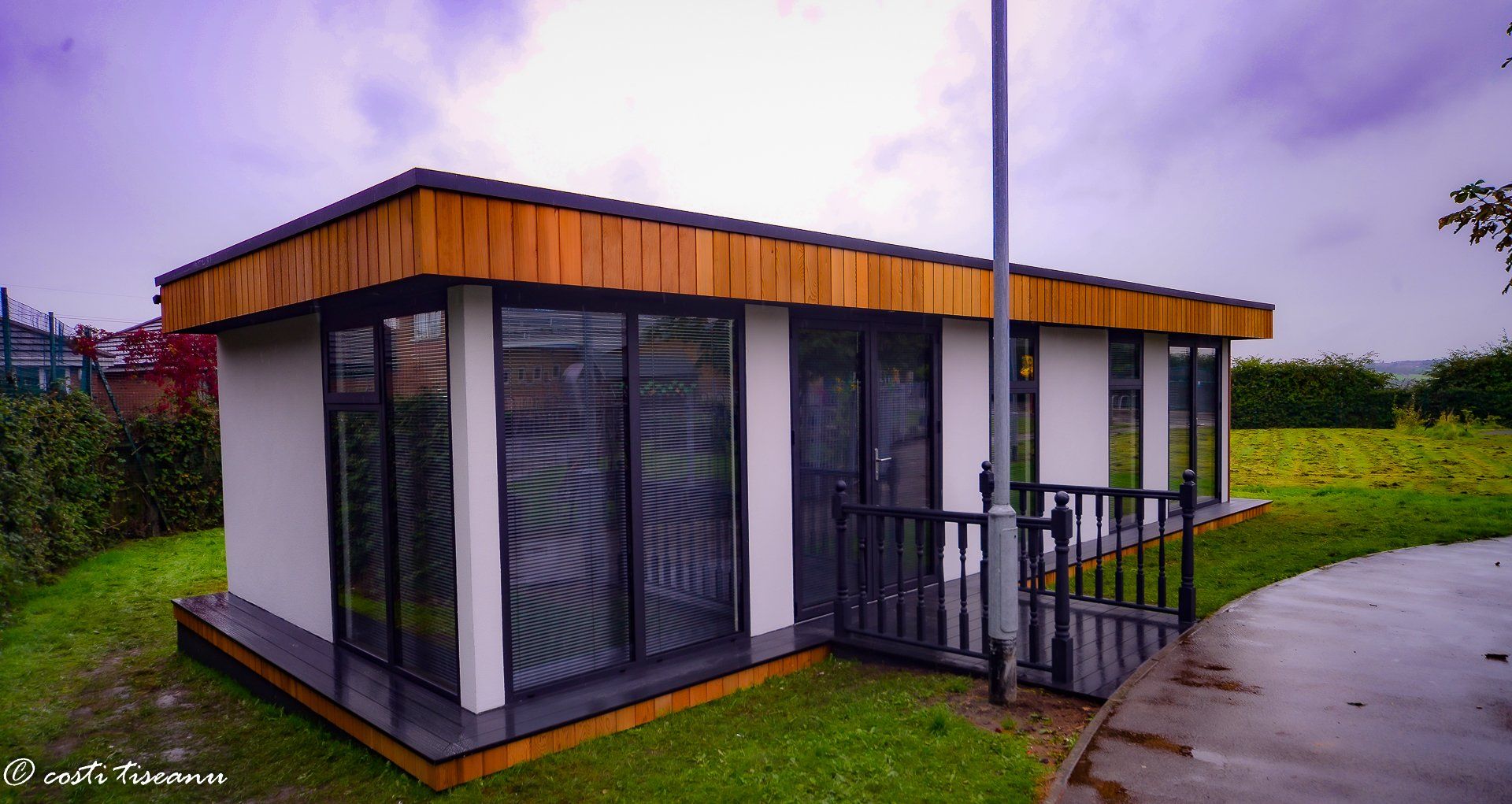 Glazed school-room exterior with access ramp