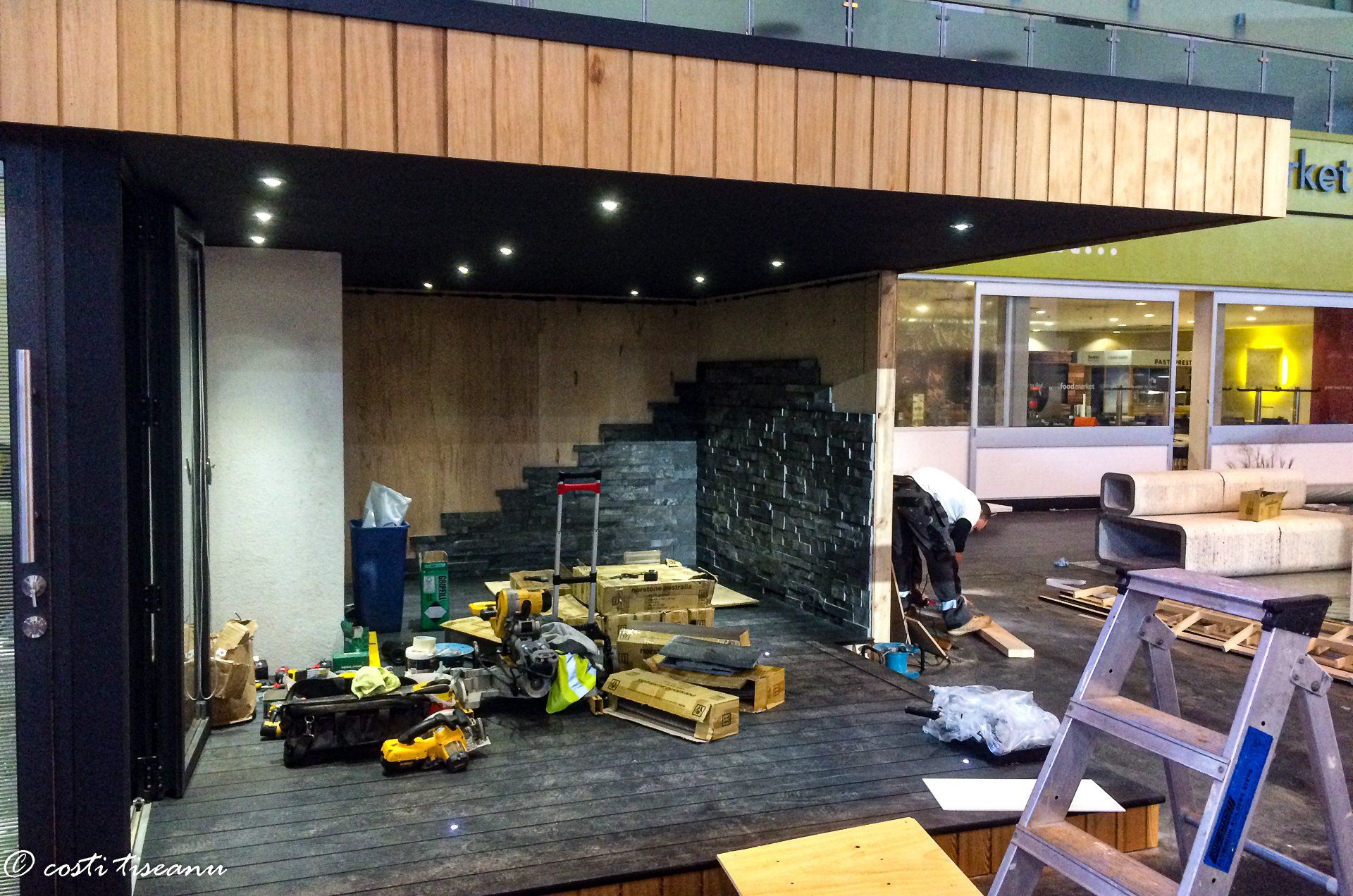 Exhibition-building interior during finishing works