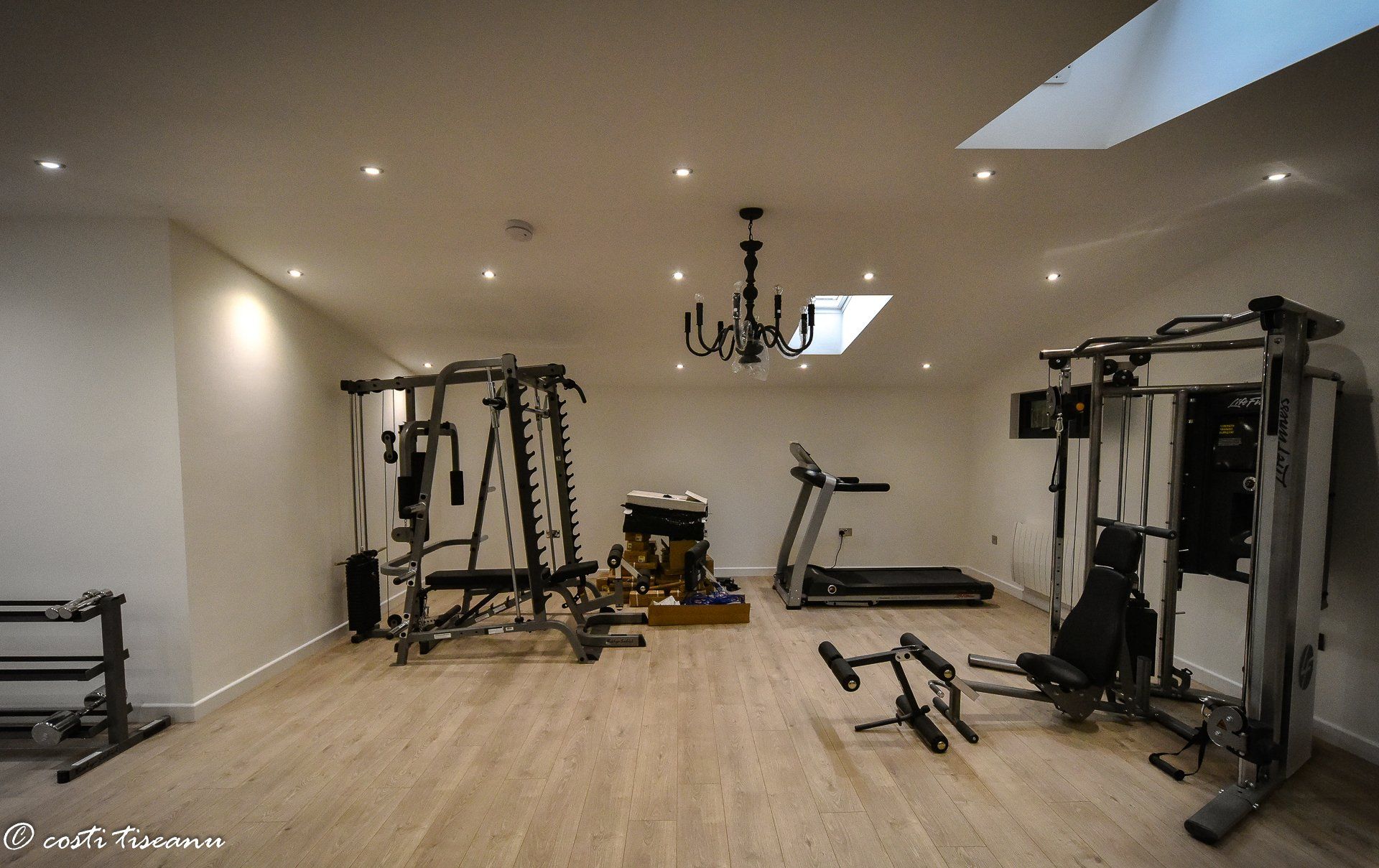 Home gym with resistance-training machines