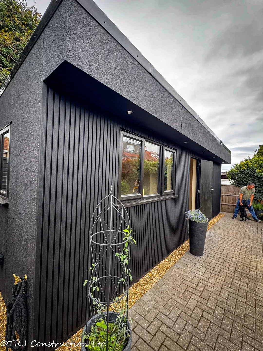 black composite cladding granny annexe exterior