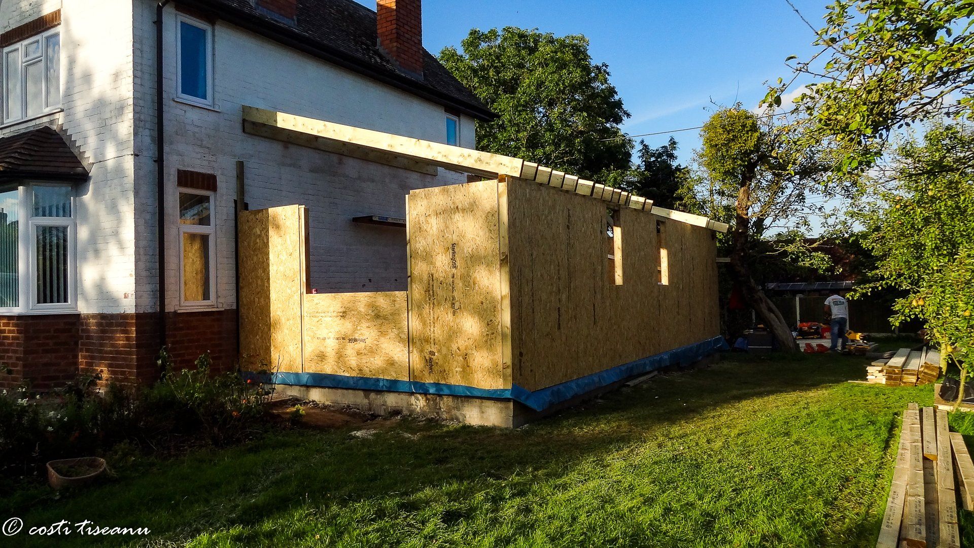 SIP house extension structure before external finishing