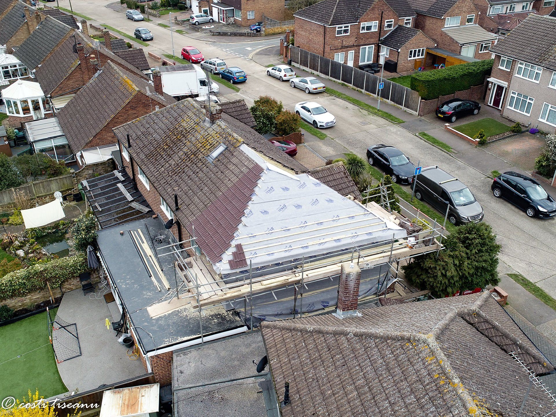 Overhead view of the house extension project